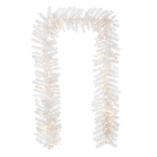 Glitzhome® 9Ft Pre-Lit White Pine Christmas Garland with LED Lights and Timer | 108" x 9.75" | Michaels®